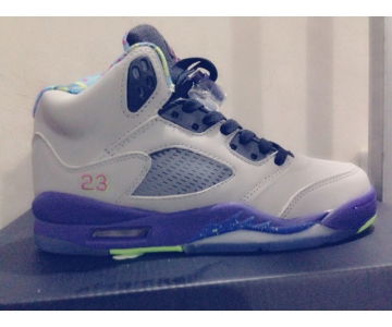 Wholesale Cheap Air Jordan 5 For Womens Shoes gray/blue-green-pink