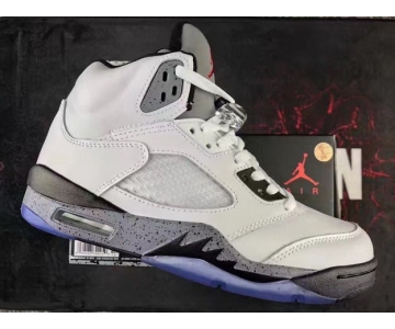Wholesale Cheap Air Jordan 5 GS Shoes White/Black-Cement Gray