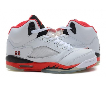 Wholesale Cheap WMS Jordan 5 Shoes White/Red