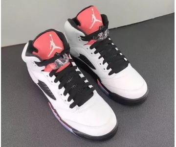 Wholesale Cheap Womens Air Jordan 5 Retro Shoes White/pink-black