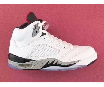 Wholesale Cheap Womens Air Jordan 5 White Cement White/Grey cement-Black-Red