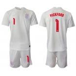 Mens England #1 Pickford White Home Soccer Jersey Suit
