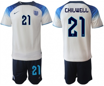 Mens England #21 Chilwell White Home Soccer Jersey Suit