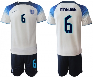 Mens England #6 Maguire White Home Soccer Jersey Suit