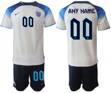 Men's England Custom White Home Soccer Jersey Suit