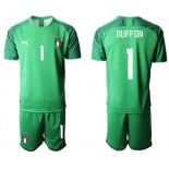 Men's Italy #1 Buffon Green Goalkeeper Soccer Jersey Suit