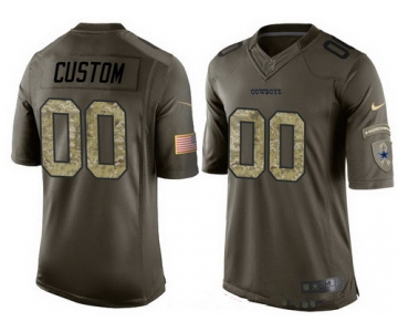 Men's Dallas Cowboys Custom Olive Camo Salute To Service Veterans Day NFL Nike Limited Jersey