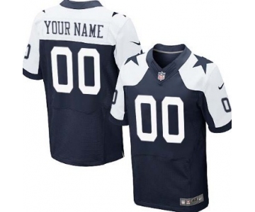 Men's Nike Dallas Cowboys Customized Blue Thanksgiving Elite Jersey