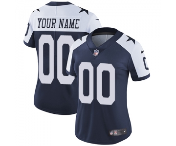 Women's Nike Dallas Cowboys Alternate Navy Blue Throwback Customized Vapor Untouchable  Limited NFL Jersey