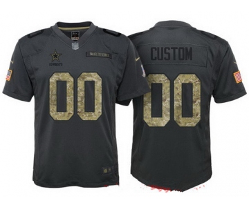 Youth Dallas Cowboys Custom Anthracite Camo 2016 Salute To Service Veterans Day NFL Nike Limited Jersey