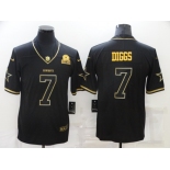 Men's Dallas Cowboys #7 Trevon Diggs Black 60th Seasons Patch Golden Edition Stitched NFL Nike Limited Jersey