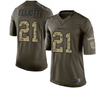 Cowboys #21 Ezekiel Elliott Green Men's Stitched Football Limited 2015 Salute to Service Jersey