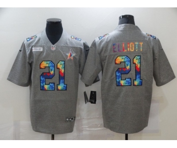 Men's Dallas Cowboys #21 Ezekiel Elliott 2020 Grey Crucial Catch Limited Stitched NFL Jersey
