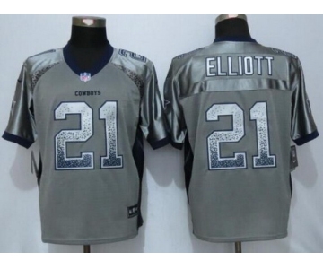 Men's Dallas Cowboys #21 Ezekiel Elliott Gray Drift Fashion NFL Nike Elite Jersey