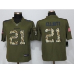 Men's Dallas Cowboys #21 Ezekiel Elliott Green Salute to Service 2015 NFL Nike Limited Jersey