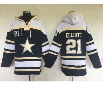 Men's Dallas Cowboys #21 Ezekiel Elliott Navy Blue Team Color Stitched NFL Hoodie