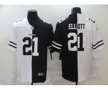 Men's Dallas Cowboys #21 Ezekiel Elliott White Black Peaceful Coexisting 2020 Vapor Untouchable Stitched NFL Nike Limited Jersey