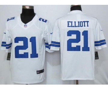 Men's Dallas Cowboys #21 Ezekiel Elliott White Road NFL Nike Limited Jersey