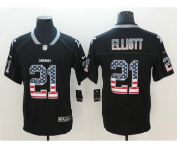 Nike Dallas Cowboys #21 Ezekiel Elliott Black USA Flag Fashion Color Rush Limited Jersey