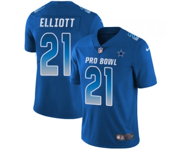Nike Dallas Cowboys #21 Ezekiel Elliott Royal Men's Stitched NFL Limited NFC 2019 Pro Bowl Jersey
