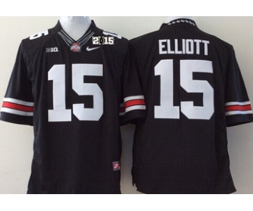 Ohio State Buckeyes #15 Ezekiel Elliott 2014 Black Limited 2015 BCS Patch Jersey
