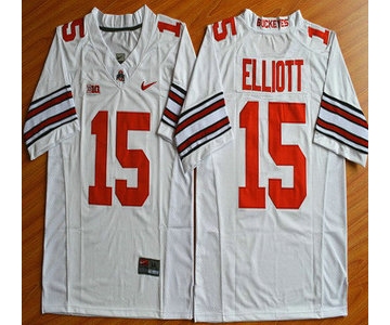 Ohio State Buckeyes #15 Ezekiel Elliott White 2015 College Football Nike Limited Jersey