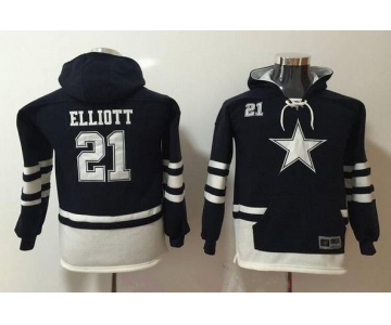 Youth Dallas Cowboys #21 Ezekiel Elliott NEW Navy Blue Pocket Stitched NFL Pullover Hoodie