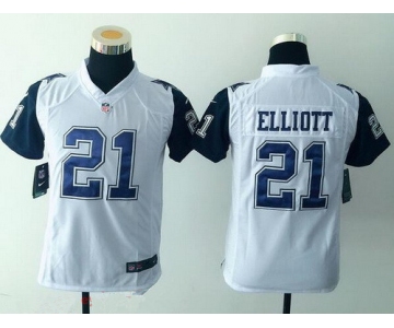 Youth Dallas Cowboys #21 Ezekiel Elliott Nike White Color Rush 2015 NFL Game Jersey