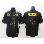 Men's Dallas Cowboys #4 Dak Prescott Black 60th Seasons Patch Golden Edition Stitched NFL Nike Limited Jersey