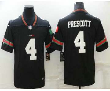 Men's Dallas Cowboys #4 Dak Prescott Black Mexico 2021 Vapor Untouchable Stitched Nike Limited Jersey