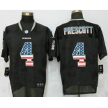 Men's Dallas Cowboys #4 Dak Prescott Black USA Flag Fashion NFL Nike Elite Jersey