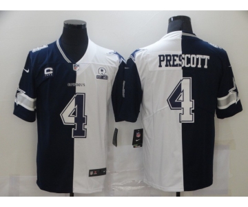 Men's Dallas Cowboys #4 Dak Prescott Blue White Two Tone 2021 Vapor Untouchable Stitched NFL Nike Limited Jersey