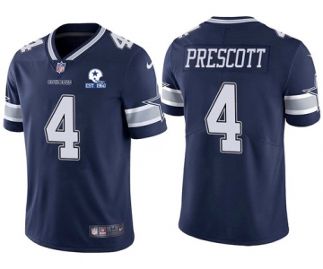 Men's Dallas Cowboys #4 Dak Prescott Navy 60th Anniversary Vapor Untouchable Stitched NFL Nike Limited Jersey