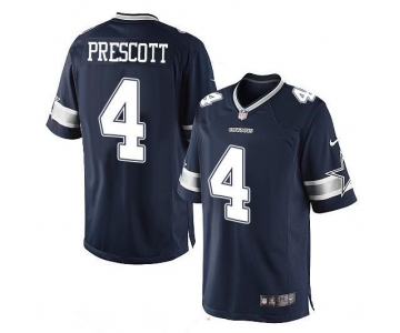 Men's Dallas Cowboys #4 Dak Prescott Navy Blue Team Color Stitched NFL Nike Game Jersey