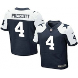 Men's Dallas Cowboys #4 Dak Prescott Navy Blue Thanksgiving Alternate NFL Nike Elite Jersey