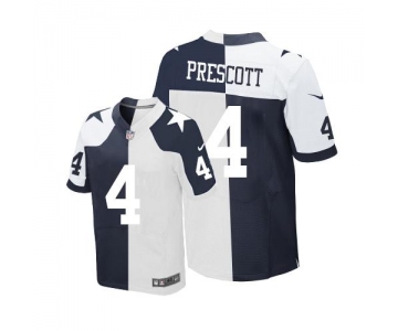 Men's Dallas Cowboys #4 Dak Prescott Navy With White Two Tone Stitched NFL Nike Elite Jersey
