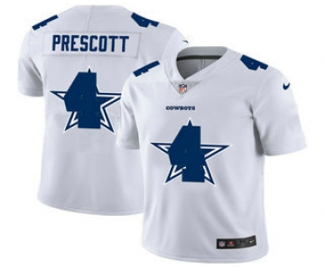 Men's Dallas Cowboys #4 Dak Prescott White 2020 Shadow Logo Vapor Untouchable Stitched NFL Nike Limited Jersey