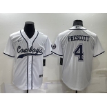 Men's Dallas Cowboys #4 Dak Prescott White Stitched Cool Base Nike Baseball Jersey