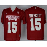 Mississippi State Bulldogs #15 Dak Prescott 2014 Red Jersey