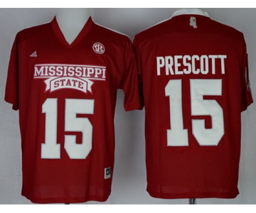 Mississippi State Bulldogs #15 Dak Prescott 2014 Red Jersey
