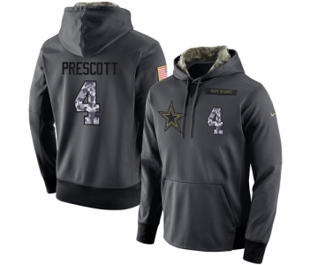 NFL Men's Nike Dallas Cowboys #4 Dak Prescott Stitched Black Anthracite Salute to Service Player Performance Hoodie