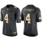 Nike Cowboys #4 Dak Prescott Black Men's Stitched NFL Limited Gold Salute To Service Jersey