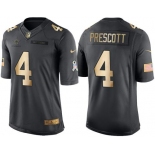 Nike Cowboys #4 Dak Prescott Black Men's Stitched NFL Limited Gold Salute To Service Jersey