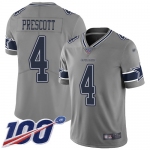 Nike Cowboys #4 Dak Prescott Gray Men's Stitched NFL Limited Inverted Legend 100th Season Jersey