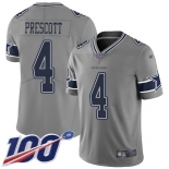 Nike Cowboys #4 Dak Prescott Gray Men's Stitched NFL Limited Inverted Legend 100th Season Jersey