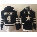 Nike Cowboys #4 Dak Prescott Navy Blue White Name & Number Pullover NFL Hoodie