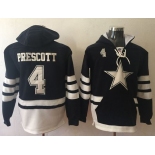 Nike Cowboys #4 Dak Prescott Navy Blue White Name & Number Pullover NFL Hoodie