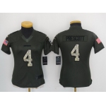 Women's Dallas Cowboys #4 Dak Prescott Green Salute To Service Stitched NFL Nike Limited Jersey