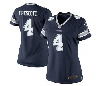 Women's Dallas Cowboys #4 Dak Prescott Navy Blue Team Color Stitched NFL Nike Game Jersey