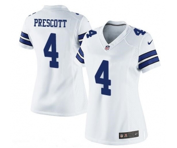 Women's Dallas Cowboys #4 Dak Prescott White Road Stitched NFL Nike Game Jersey